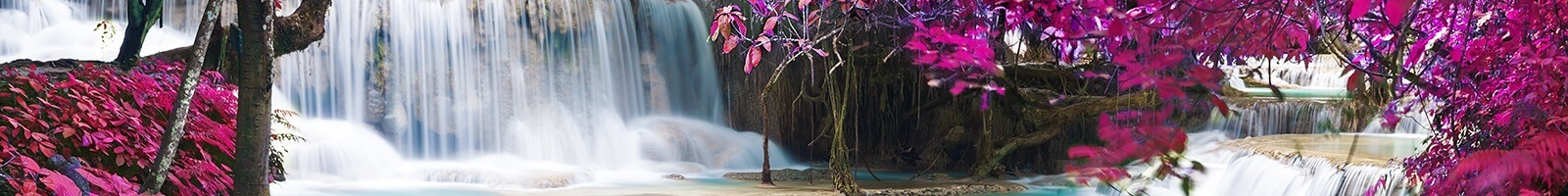 Purple flowers surrounding waterfall to demonstrate the easy and comfortable way to detox: The Coleman Method